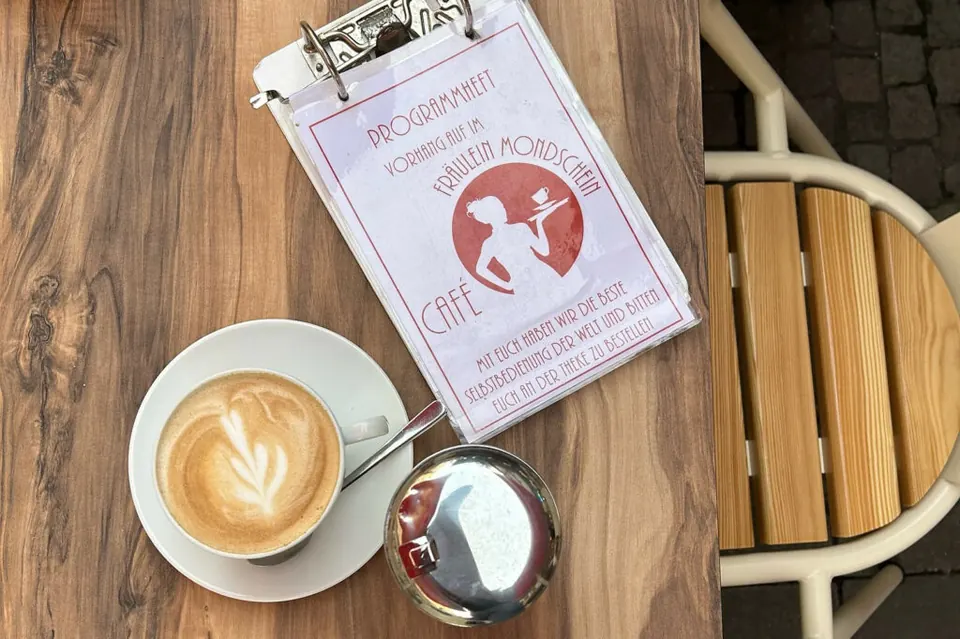 A cappuccino at Café Fräulein Mondschein, Darmstadt